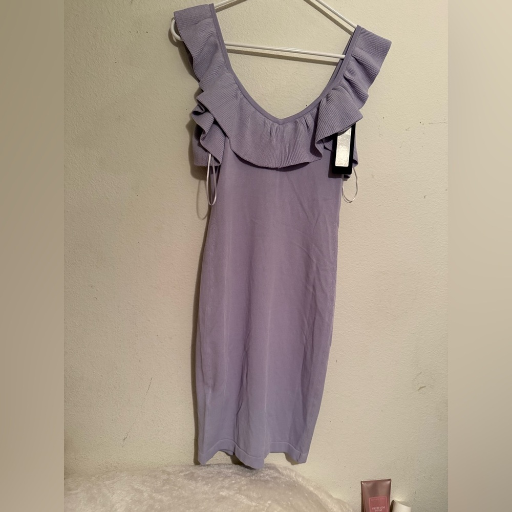 bebe Lavender Mini Dress with Ruffles - Picture 3 of 5